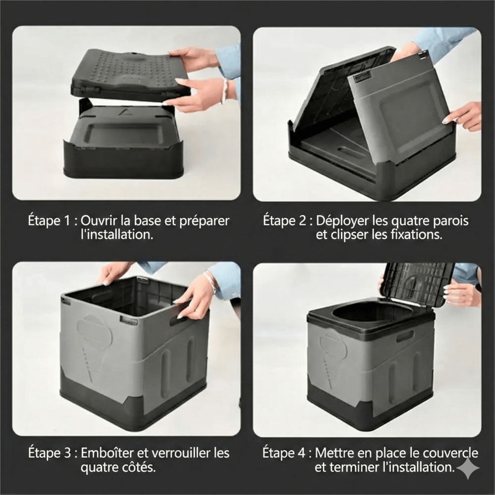 Toilette Seche Pliable Voiture & Camping Car - Gris