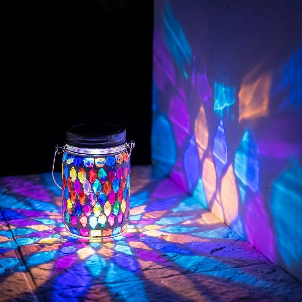 Lanterne LED en Mosaïque de Verre