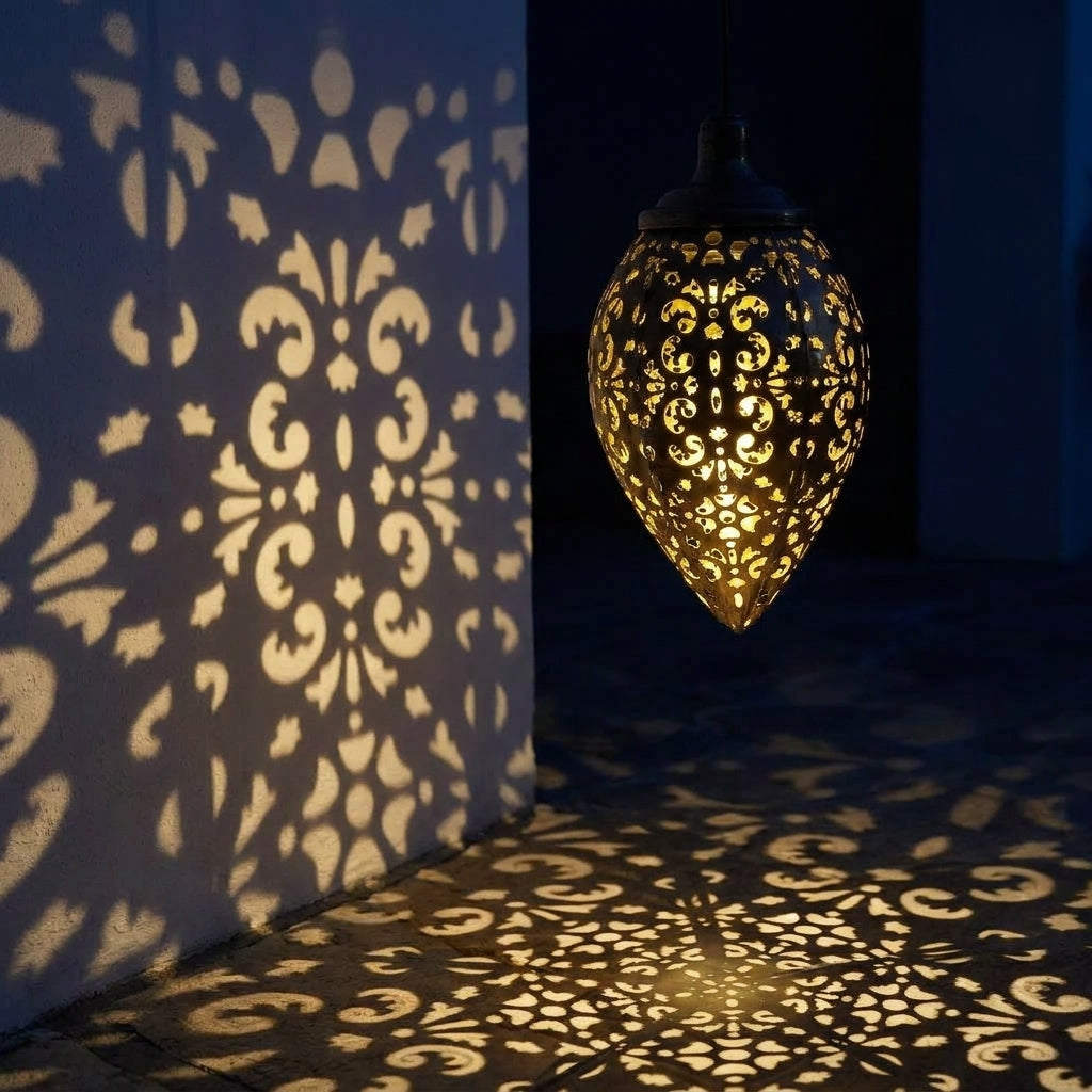 Lanterne LED Goutte d'Eau Style Oriental à Suspendre