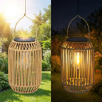 Lanterne LED Solaire Bambou Extérieur