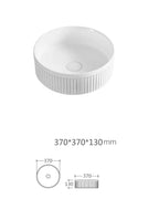 Vasque à Poser en Céramique Blanche Finition Cannelée Salle de Bain - Ovale