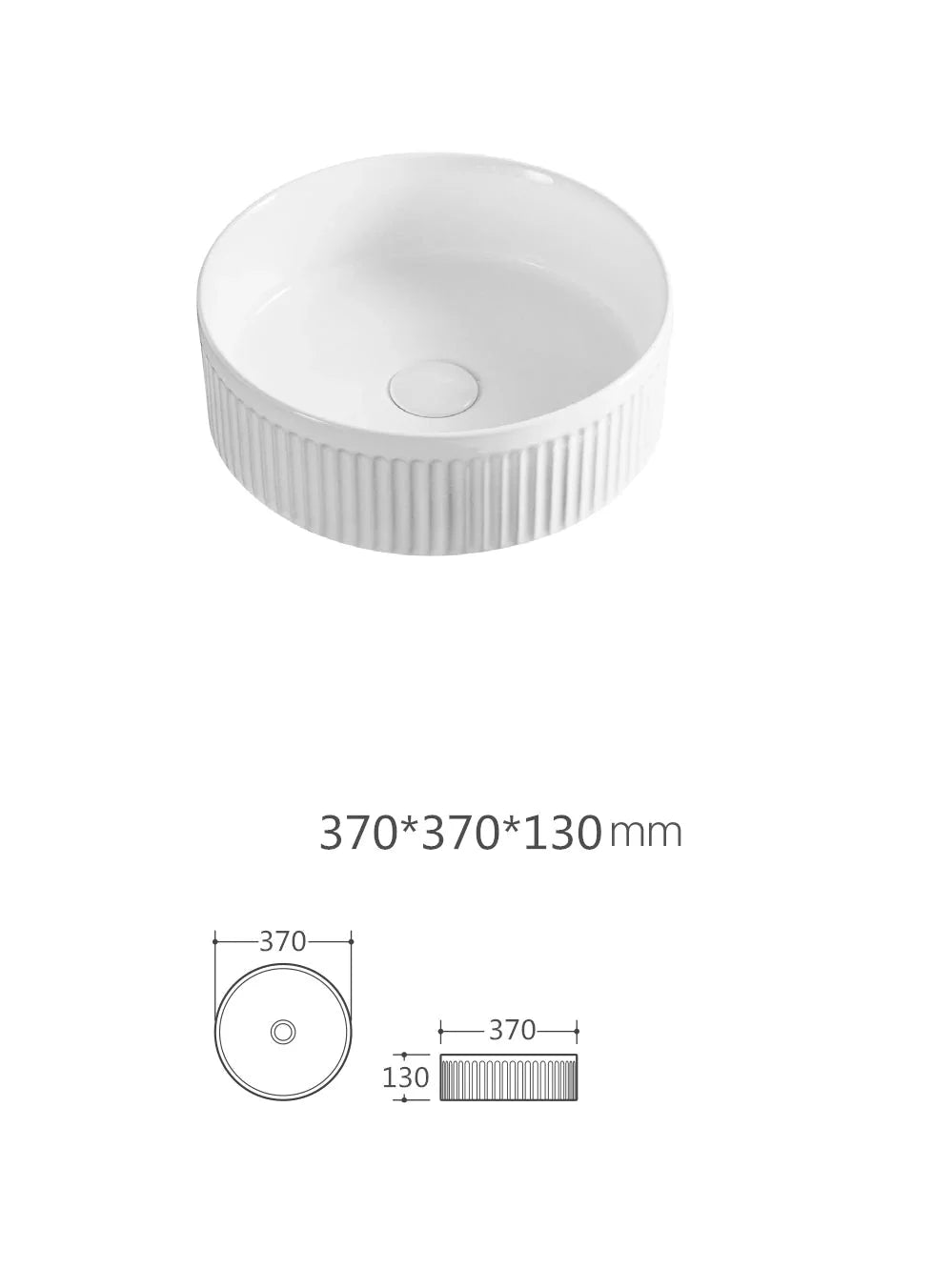 Vasque à Poser en Céramique Blanche Finition Cannelée Salle de Bain - Ovale