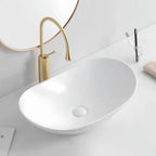 Vasque à Poser Ovale en Céramique Salle de Bain - Blanc