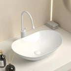 Vasque à Poser Ovale en Céramique Salle de Bain - Blanc
