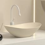 Vasque à Poser Ovale en Céramique Salle de Bain - Blanc