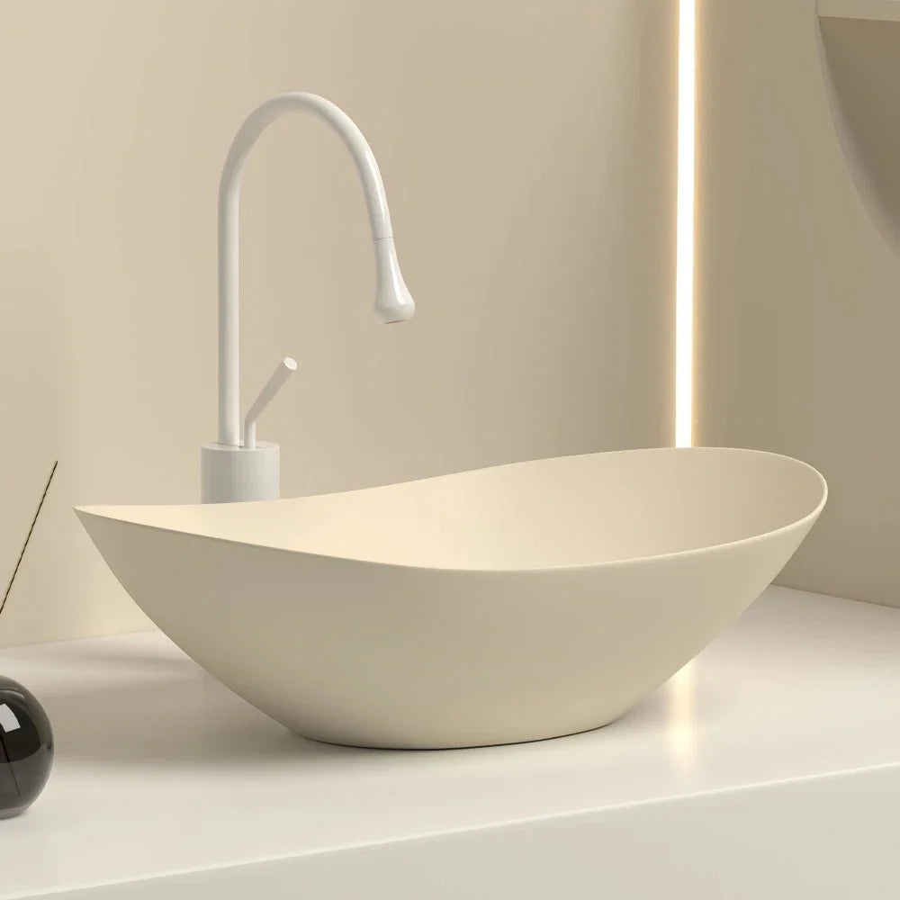 Vasque à Poser Ovale en Céramique Salle de Bain - Blanc