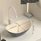 Vasque à Poser Ovale en Céramique Salle de Bain - Gris beige