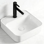 Vasque Bol à Poser en Céramique Blanche Épurée Salle de Bain - Carré
