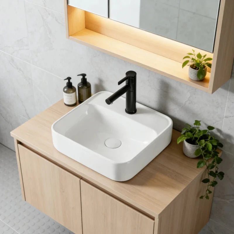 Vasque Bol à Poser en Céramique Blanche Épurée Salle de Bain - Rond