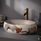 Vasque Salle de Bain Style Vintage - Ovale B motif 48x34x14cm