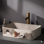 Vasque Salle de Bain Style Vintage - Rectangle motif 47x36x14cm
