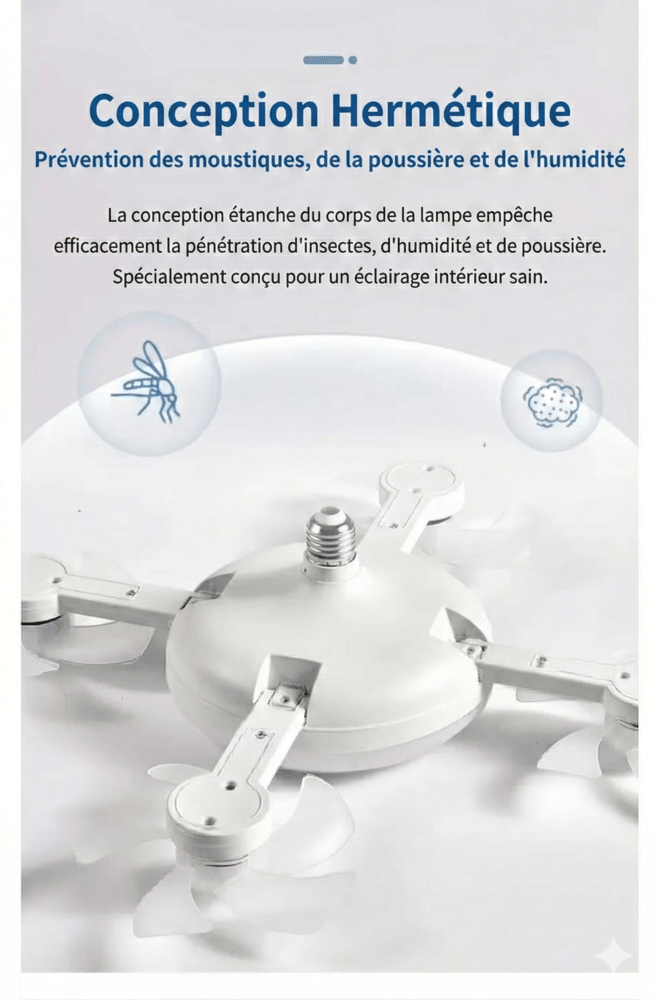 Ventilateur de Plafond à Douille E27 - Blanc