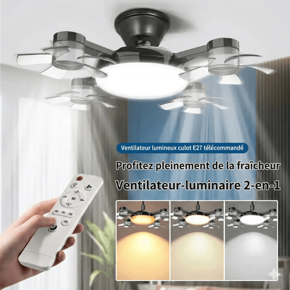 Ventilateur de Plafond à Douille E27 - Noir